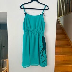 Sourpuss Teal/Aqua Octopus Print Spaghetti Strap Dress